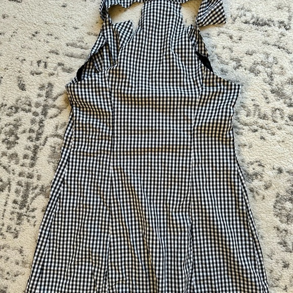 The Lapel Plaid Sleeveless Cotton Pocket Mini Dress - Picture 3 of 8